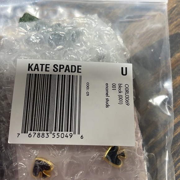 KATE SPADE BLACK ENAMEL STUDS - Picture 2 of 2